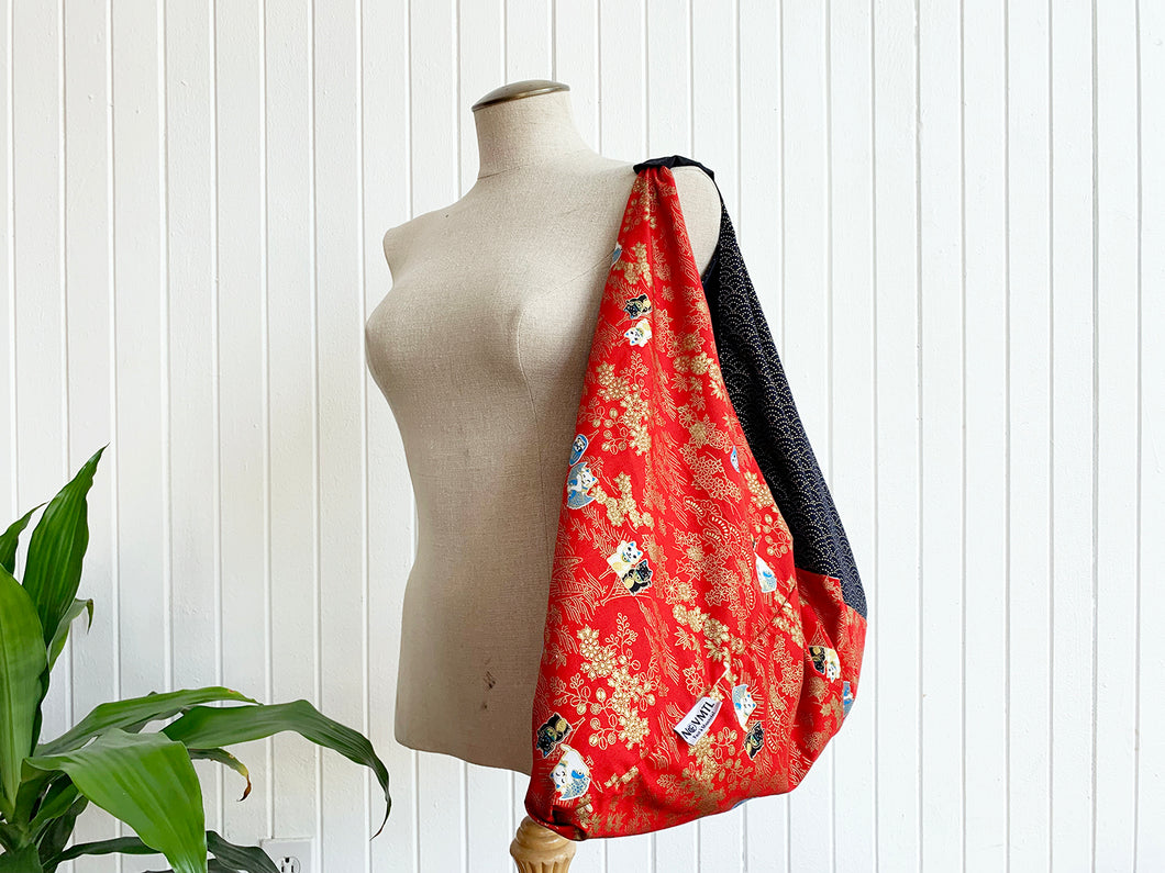 *Handmade* Origami bag | Market bag | Maneki-neko (Red)