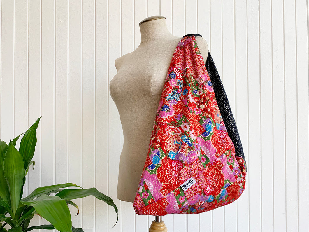 *Handmade* Origami bag | Market bag | Seigaiha (Red)
