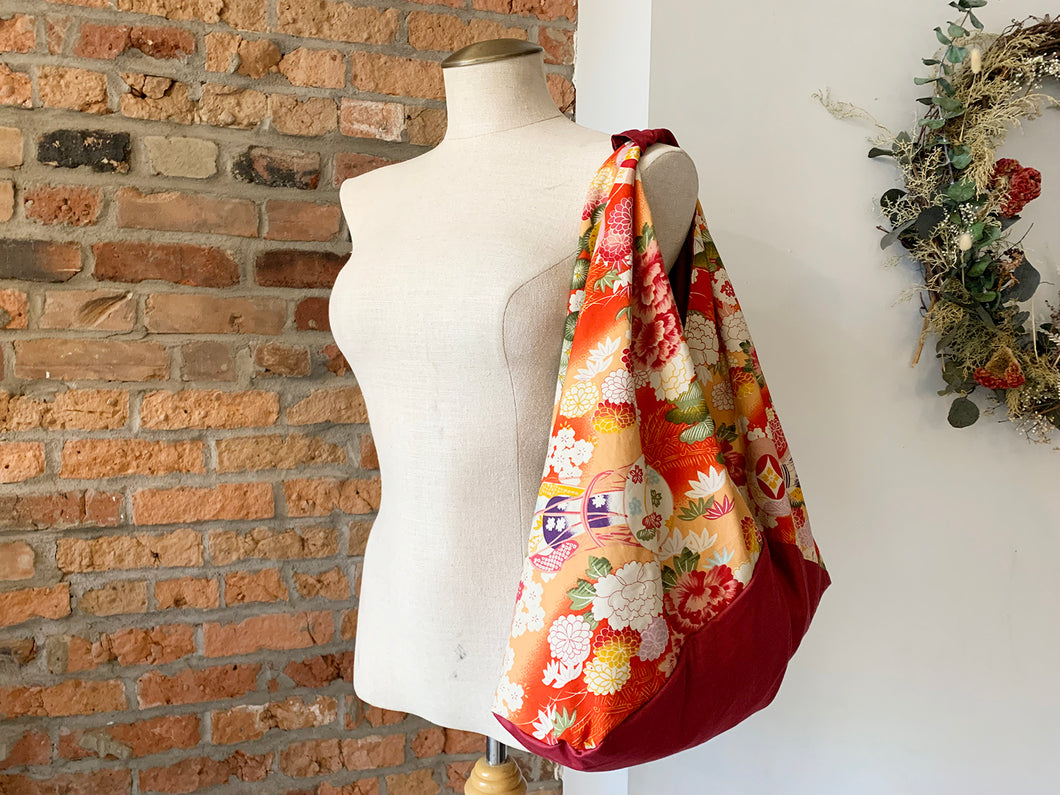 *Handmade* Origami bag | Market bag | Chrysanthemum x Matsu (Red)