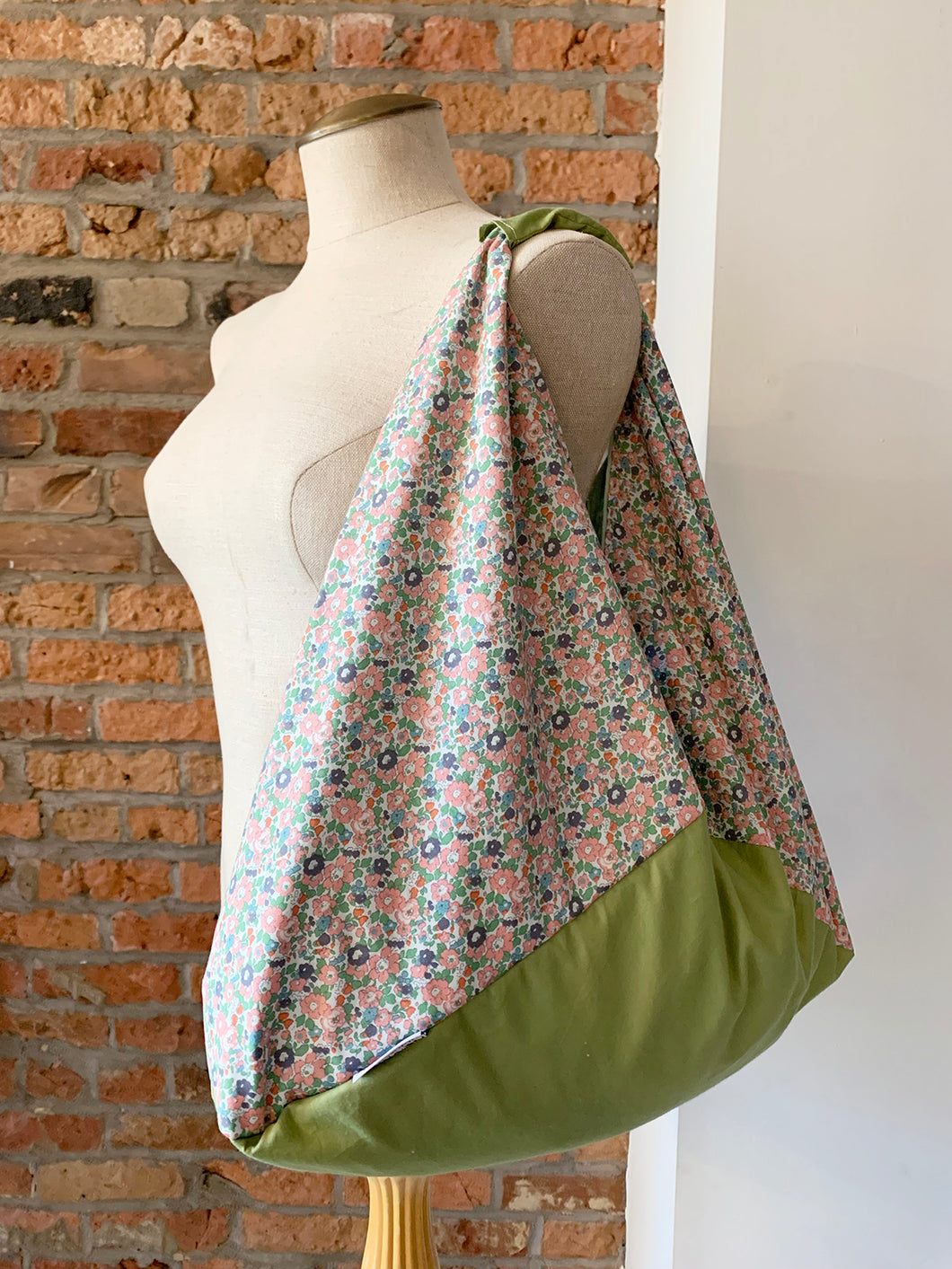*Handmade* Origami bag | Market bag | Floral (Apple Green)