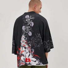 Load image into Gallery viewer, Black Koi Kimono Shirt | Anime Kimono
