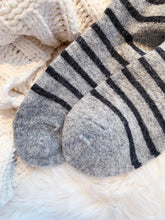 Load image into Gallery viewer, Cozy and Warm | Wool Socks | Grey Stripes
