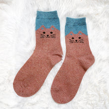 Load image into Gallery viewer, Cozy and Warm | Wool Socks | Pink Cat
