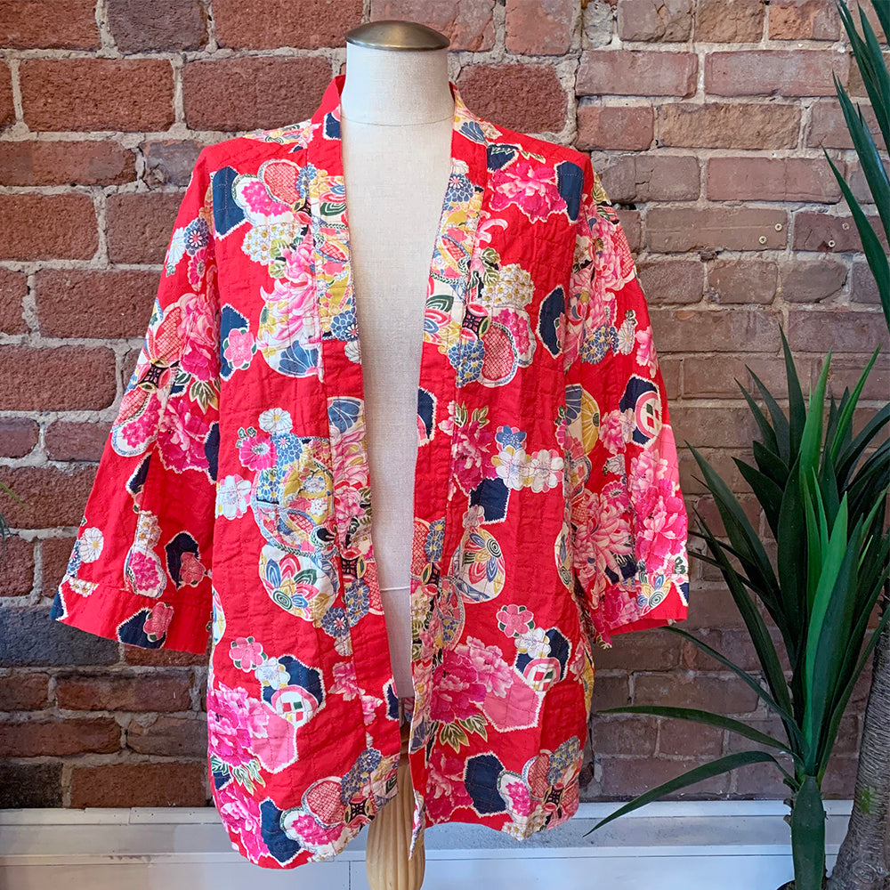 New Arrival - Kimono Shirt Red Floral