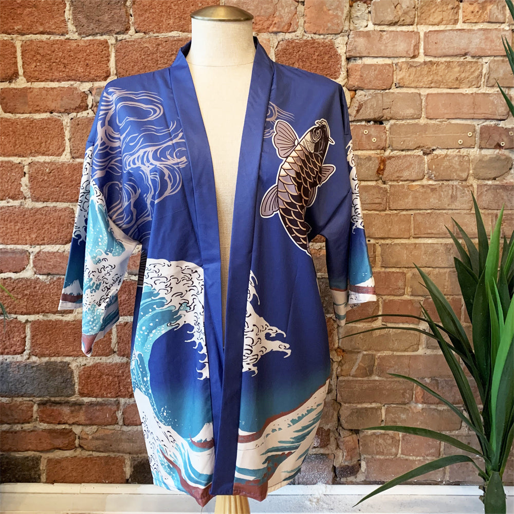 Great Wave off Kanagawa (Blue) Kimono Shirt | Anime Kimono