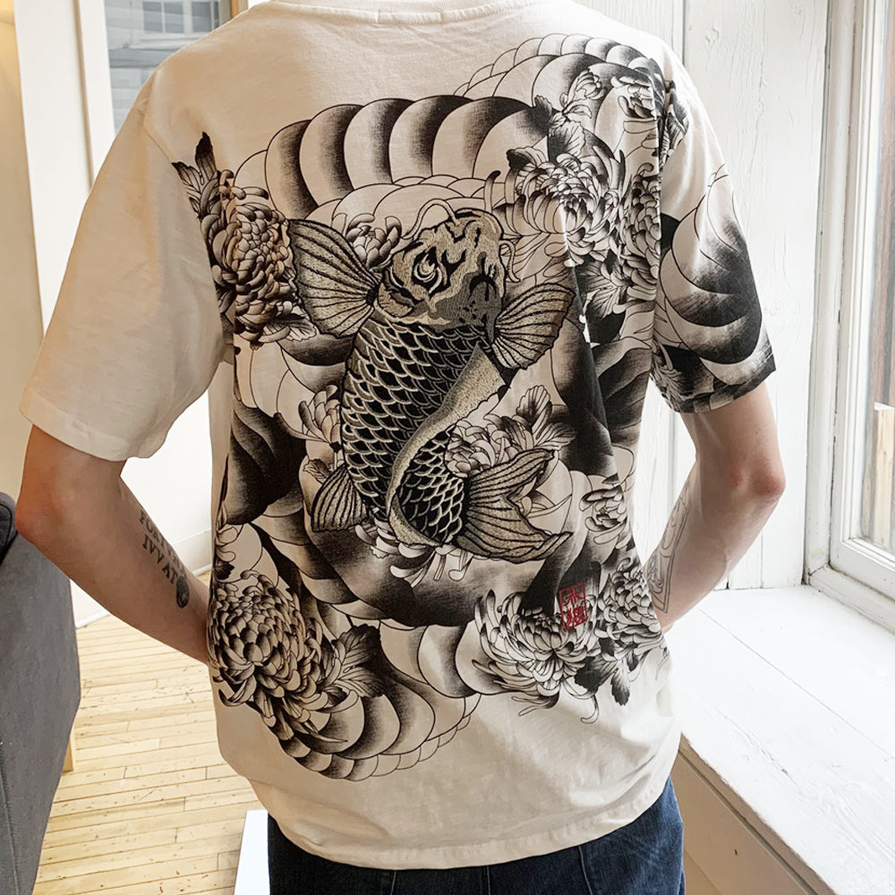 Koi Fish embroidery T-Shirt (White)