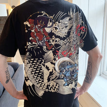 Load image into Gallery viewer, Raijin and Fujin embroidery T-Shirt (Black)
