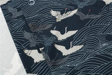 Load image into Gallery viewer, Kimono cardigan robe Cranes Navy Blue Kimono Shirt | Anime Kimono | Boutique Local NOVMTL
