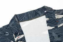 Load image into Gallery viewer, Kimono cardigan robe Cranes Navy Blue Kimono Shirt | Anime Kimono | Boutique Local NOVMTL
