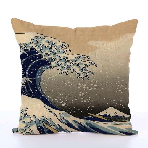 Square Toss Cushion Cover | The Great Wave off Kanagawa - novmtl