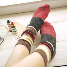 Load image into Gallery viewer, Wool and Cotton Blend Socks | Brown Stripes
