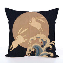 Load image into Gallery viewer, Square Toss Cushion Cover | Rabbits In The Waves - novmtl
