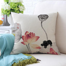 Load image into Gallery viewer, Square Toss Cushion Cover | Lotus Style B - novmtl
