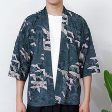 Load image into Gallery viewer, Kimono cardigan robeCranes Navy Blue Kimono Shirt | Anime Kimono | Boutique Local NOVMTL
