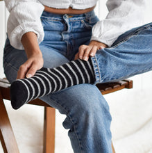 Load image into Gallery viewer, Cozy and Warm | Wool Socks | Black Stripes
