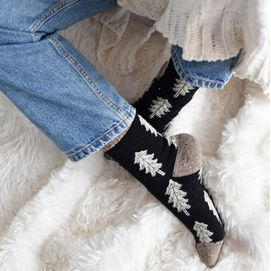 Holiday Special | Wool Socks | Pine Tree (Black)