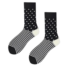 Load image into Gallery viewer, Crew Socks | Funky Socks | Stripes &amp; Dots (Black)
