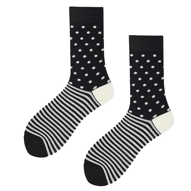 Crew Socks | Funky Socks | Stripes & Dots (Black)