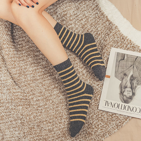Cozy and Warm | Wool Socks | Yellow Stripes