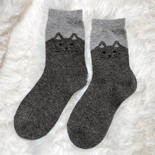 Load image into Gallery viewer, Cozy and Warm | Wool Socks | Grey Cat

