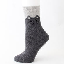 Load image into Gallery viewer, Cozy and Warm | Wool Socks | Grey Cat
