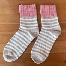 Load image into Gallery viewer, Crew Socks | Cotton | Beige Stripes
