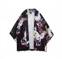 Load image into Gallery viewer, Crane With Flowers Kimono Shirt | Anime Kimono | Boutique Local NOVMTL
