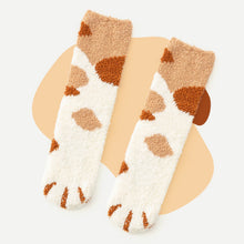 Load image into Gallery viewer, Kawaii Fluffy Room Socks - Cat Paws Brown
