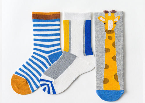 3 Pack Kids' Socks | Cotton | Giraffe|Boutique novmtl