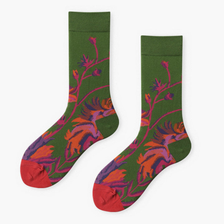 floral cotton socks funky socks colorful socks