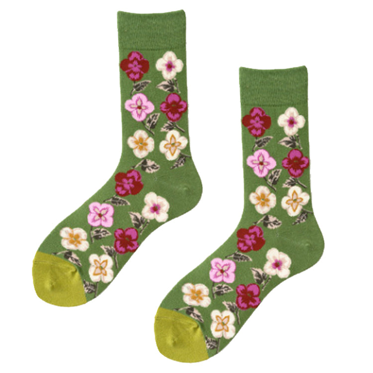 Crew Socks | Funky Socks - Green Floral