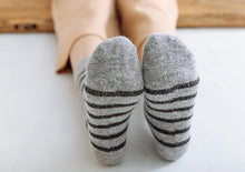Load image into Gallery viewer, Cozy and Warm | Wool Socks | Grey Stripes
