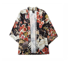 Load image into Gallery viewer, crane  Floral design |Crane kimono shirt  Kimono shirt-Kimono Cardigan | Boutique Local NOVMTL
