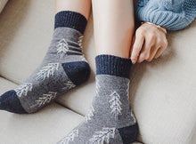 Load image into Gallery viewer, Holiday Special | Wool Socks | Pine Tree (Blue)
