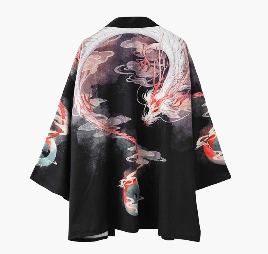 Black and Red Dragon Kimono Shirt | Anime Kimono