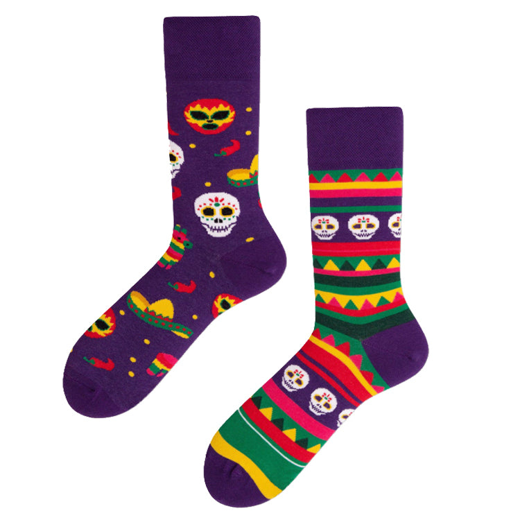 Crew Socks | Mismatched Socks - Calavera