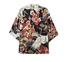 Charger l&#39;image dans la galerie, crane Floral design |Crane kimono shirt Kimono shirt-Kimono Cardigan | Boutique Local NOVMTL
