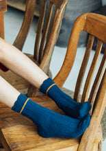 Load image into Gallery viewer, Loose Cuff Wool + Cotton Socks | Navy Blue
