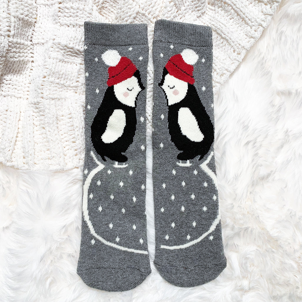 Chaussettes douillettes (coton) - Pingouins