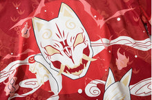 Charger l&#39;image dans la galerie, Red Kitsune Mask Kimono Shirt | Anime Kimono - Boutique Local NOVMTL

