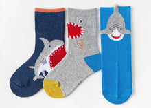 Load image into Gallery viewer, 3 Pack Kids&#39; Socks | Cotton | Shark|Boutique novmtl
