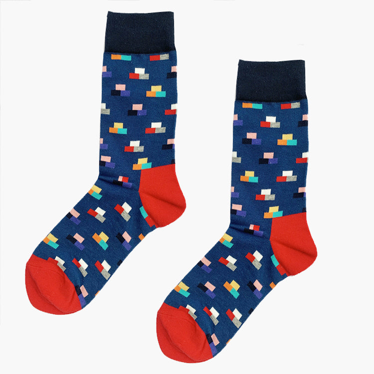Crew Socks | Funky Socks - Tetris Blue