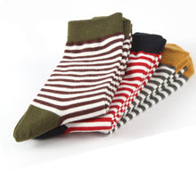 Load image into Gallery viewer, Crew Socks | Green Stripes | Cotton
