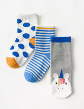 Load image into Gallery viewer, 3 Pack Kids&#39; Socks | Cotton | Blue Unicorn|Boutique novmtl
