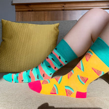 Load image into Gallery viewer, watermelon mismatched socks funky socks fruits
