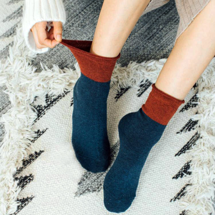 Loose Cuff Wool Socks | Navy Blue