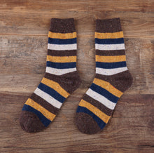 Load image into Gallery viewer, Cozy and Warm | Wool Socks | Brown Stripes
