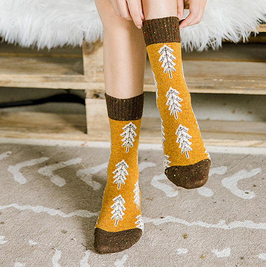 Holiday Special | Wool Socks | Pine Tree (Yellow)