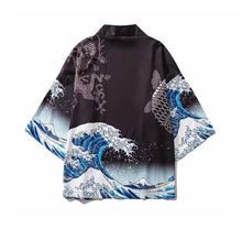 Load image into Gallery viewer, Great Wave off Kanagawa (Blue) Kimono Shirt | Anime Kimono | Boutique Local NOVMTL
